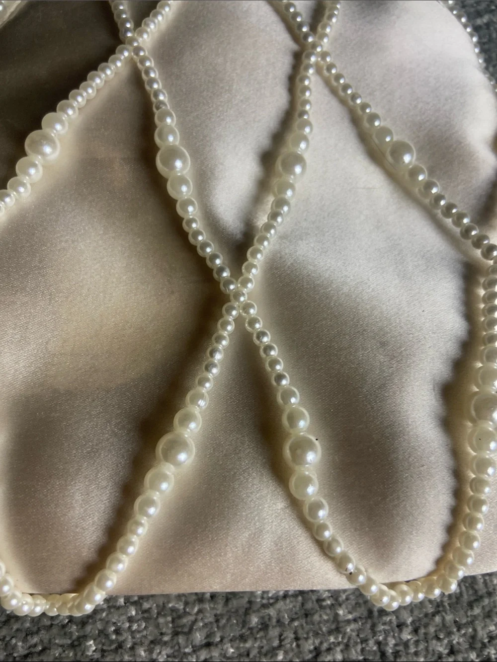 Lulu's Ivory Pearl-Embellished Satin Bag